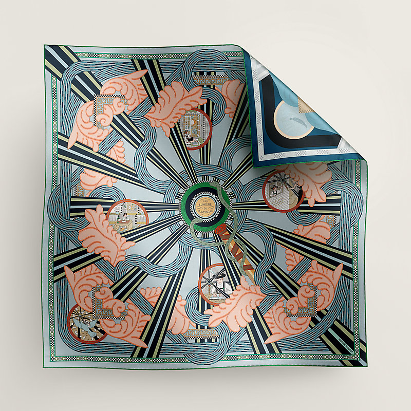 【華】HERMES Carre 90 double-face A la Lumiere du Flambeau A la Lumiere du Flambeau double face scarf 90 | Hermès USA